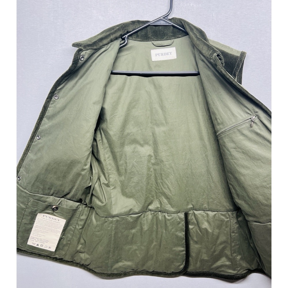 Purdey Green Quilted Corduroy Collar Hunting Women's Vest Size M - Picture 5 of 10